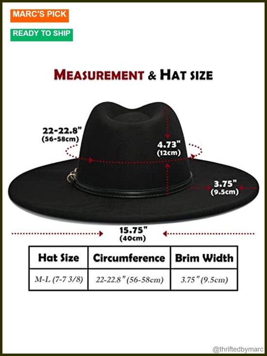 Wide Brim Felt Fedora Hat Women Western Panama Rancher Hat Adjustable